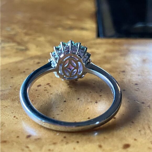 Moroccan Amethyst Tsavorite Garnet Sterling Silver Halo Ring Size 10 - Picture 4 of 8